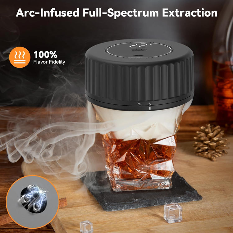 Whiskey Smoker Kit - Built-in Electric Lighter (No Butane)Drink Smoker, 6 Wood Chip Flavors, Rechargeable Cocktail Smoker Kit, Birthday Bourbon Whiskey Gift, Suitable for Men, Dad, Husband.