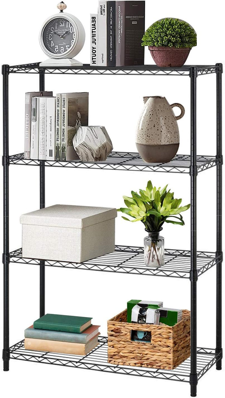 36" L×14" W×54" H Commercial Wire Shelving Unit Metal Shelf with 4 Tier Adjustable Layer Rack Strong Steel for Restaurant Garage Pantry Kitchen Garage,Black