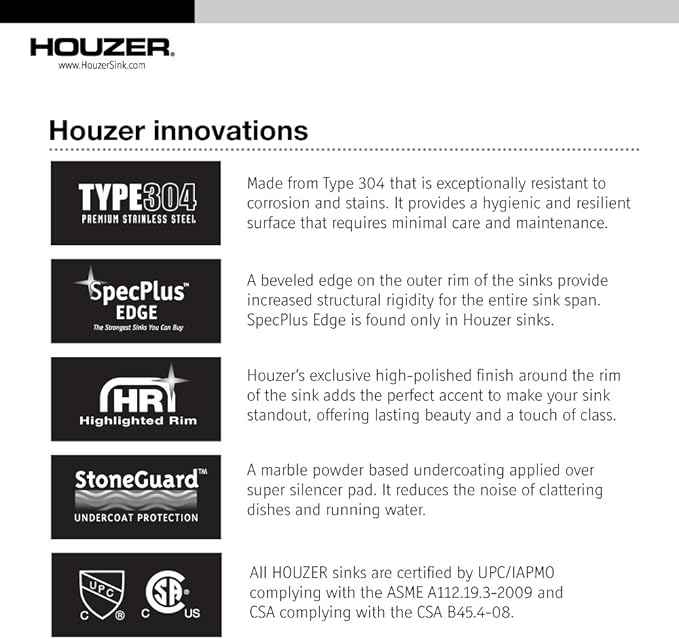 Houzer MH-3200 Medallion Gourmet Series Undermount Stainless Steel Offset Single Bowl Kitchen Sink