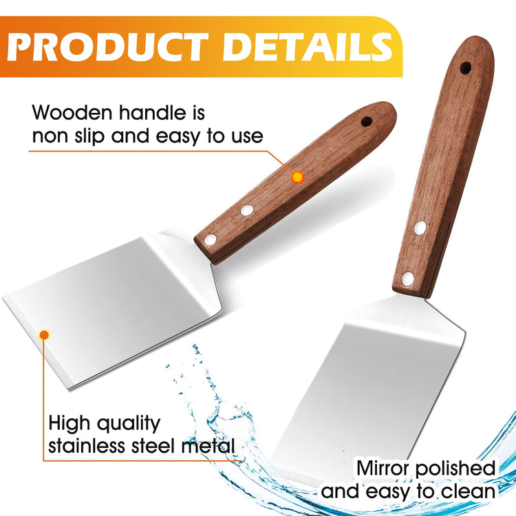 20 Pcs Pizza Spatula Stainless Steel Server Wood Handle Bulk (20 Count)