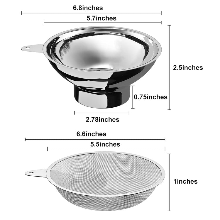 Canning funnel with stainless steel filter for wide mouth Mason jars - Kitchen filling stainless steel wide mouth funnel(for wide mouth Mason jars)