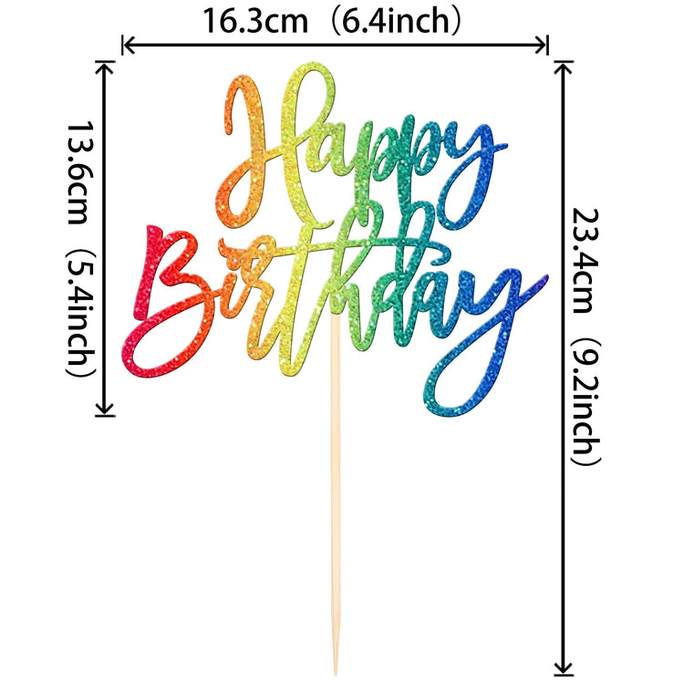 1 PCS Happy Birthday Cake Topper Glitter Happy Birthday Cake Pick for Celebrating Happy Birthday Anniversary Theme Party Cake Decorations Supplies Colorful