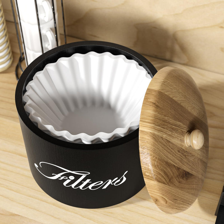 Wooden Coffee Filter Holder with Lid