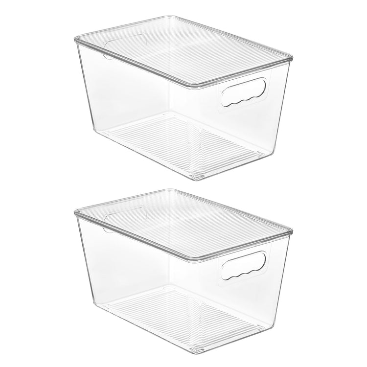 2 Pack Clear Stackable Storage Bins with Lids and Handles (2 Count)