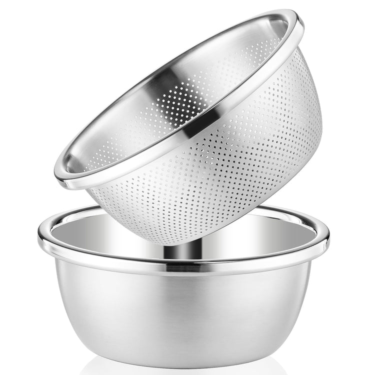 304 Stainless Steel Colander 4QT Microporous Colander & Large Bowl for Kitchen