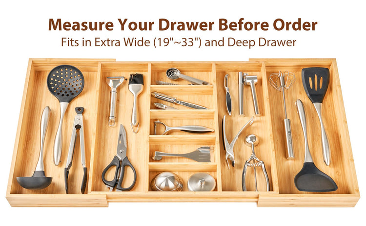 Extra Large Expandable Kitchen Drawer Organizer for Utensil and Junk