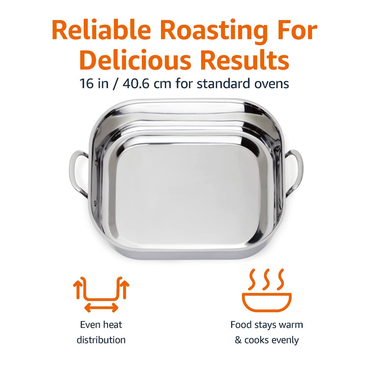 Stainless Steel Rectangular Roasting Pan with Rack