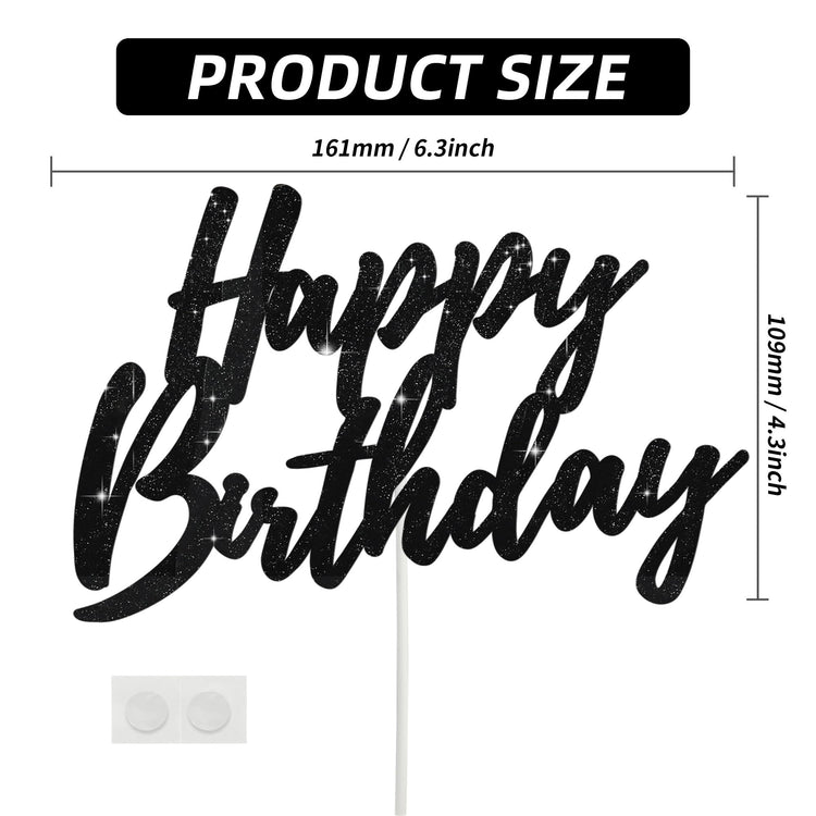 Happy Birthday Cake Toppers Black Glitter Birthday Cake Decoration Cake Baking Supplies 18th 30th 40th Birthday Cake Toppers For Boys Girls Men Women Birthday Party Photo Booth Props