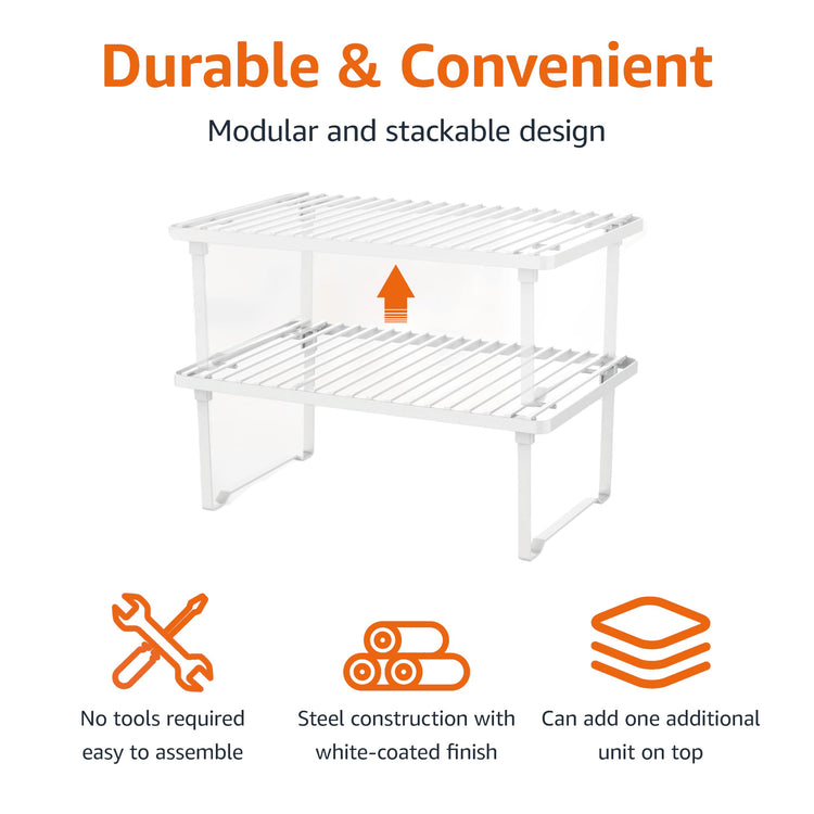 Space Saving Stackable Metal Kitchen Cabinet Organizer Shelves for Dishes