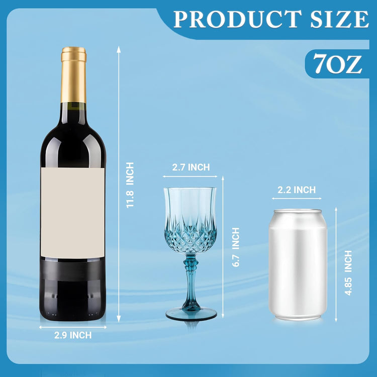 Plastic Wine Glasses,Plastic Goblets Vintage Style Cordial Drinking Glasses for Wedding Reception, Grand Event Party Supplies (48, Dusty Blue)