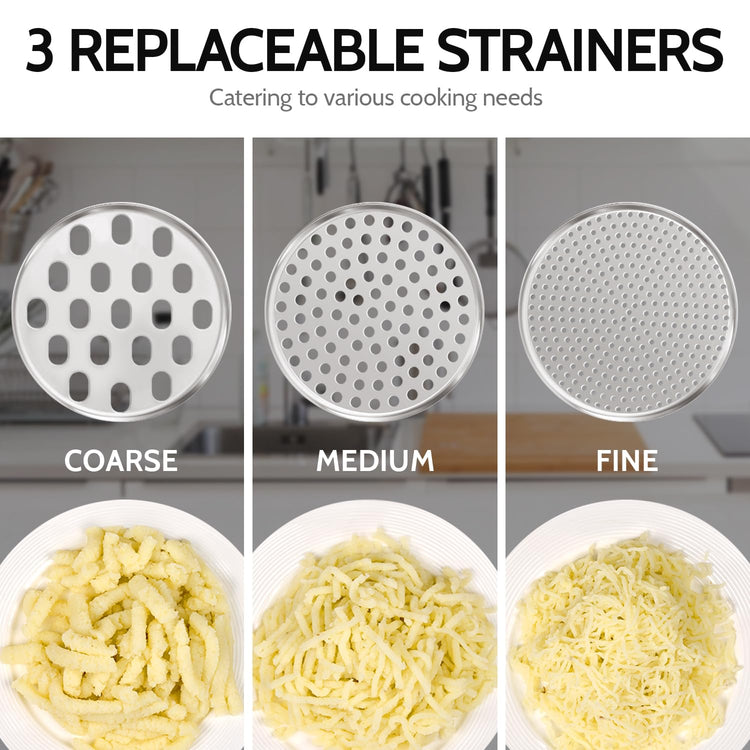 Potato Ricer Sopito Upgraded Stainless Steel Potato Masher with 3 Interchangeable Discs