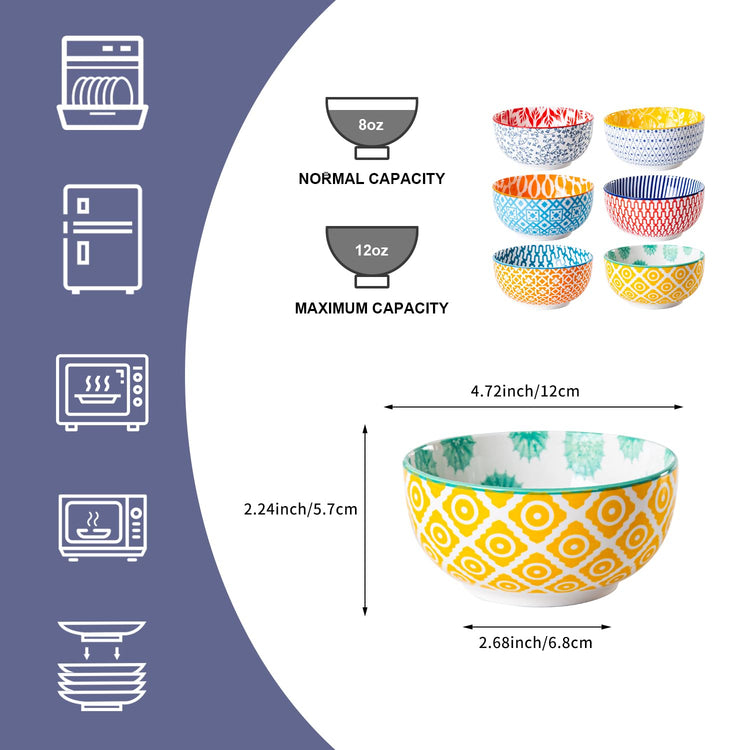 11 Oz Ceramic Small Dessert Bowls Set of 6 (6 Count)