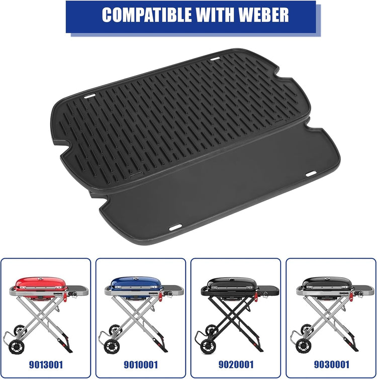 AJinTeby Cast Iron Griddle for Weber Traveler Portable Series Gas Grills Parts, Non-stick Griddle for Traveler Gas Grill, Camping Plate, for Weber Portable Grill Accessories with Carry Bag - Nestoria