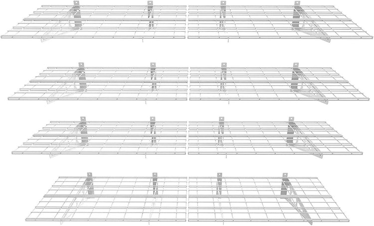 FLEXIMOUNTS 4-Pack 24-inch-by-72-inch Wall Shelf Garage Storage Rack Wall Mounted Floating Shelves 2x6 ft,White
