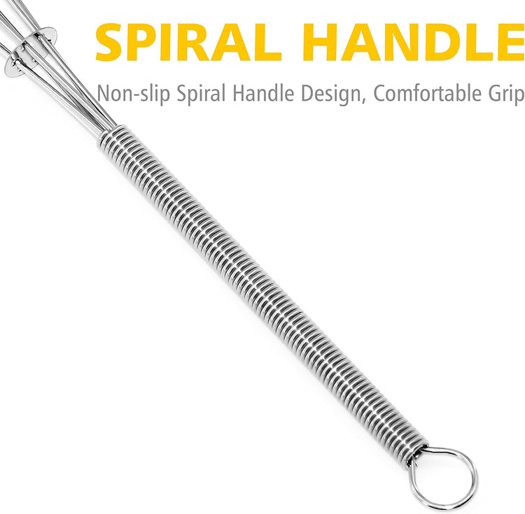 Anaeat Mini Wire Whisks, Set of 2 Portable Stainless Steel Kitchen Tiny Whisk & Egg Beater with Thick Wire - Sturdy Small Mixing Balloon for Cooking, Blending, Whiping, Beating and Stirring (5" + 7")