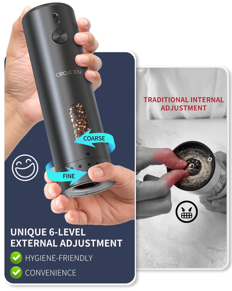 Rechargeable Electric Salt and Pepper Grinder Set with Base