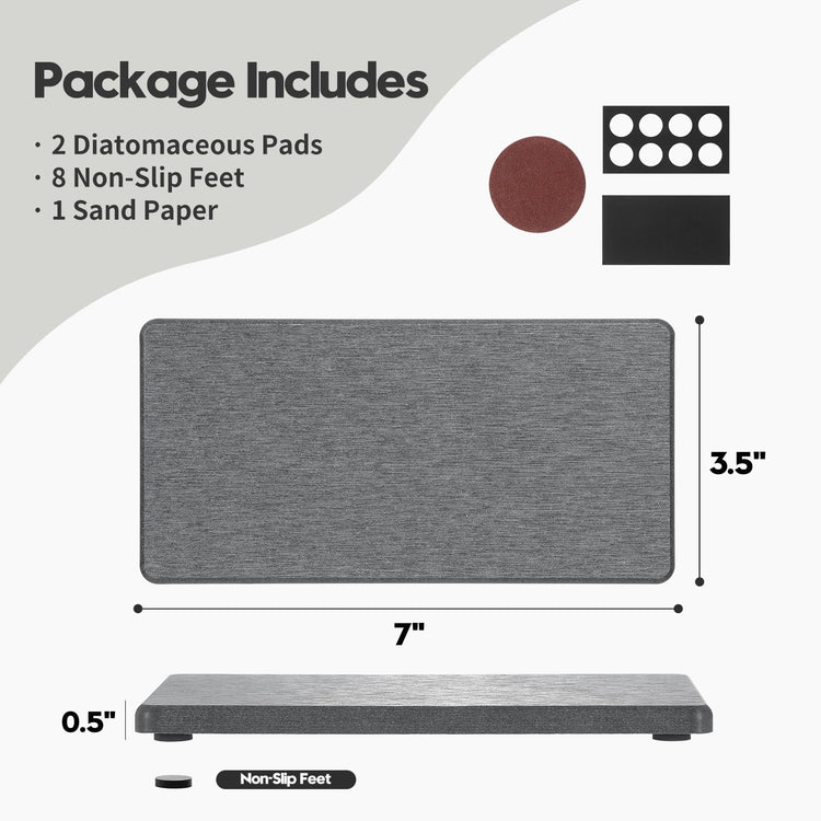 2PCS 7" x 3.5" Water Absorbing Bathroom Sink Vanity Trays (2 Count)