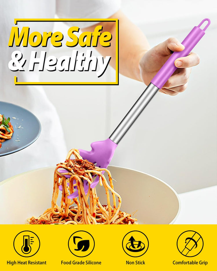 Silicone Pasta Fork and Ladle Spoon Set (2 Count)
