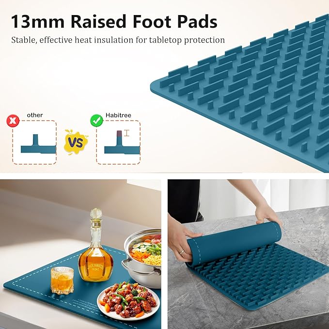 3-Pack Silicone Food Warming Mat & Food Warmers for Parties Buffet - Rapid Heating 6-Level Temp Control, Rollable Portable Easy Clean - Value Set for Gatherings & Home Daily UseοΌBlueοΌ