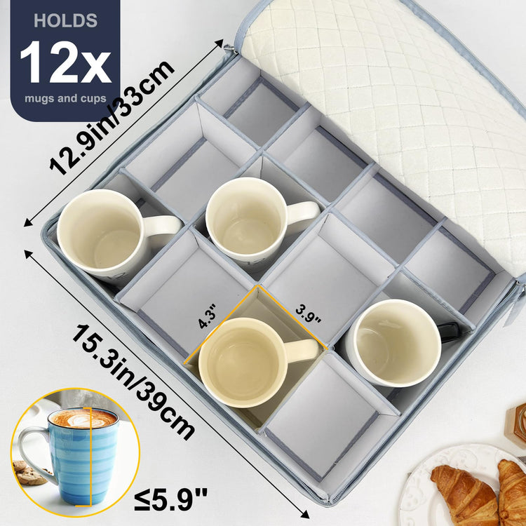Wine Glass and Mug Storage Box with Dividers (2 Count)