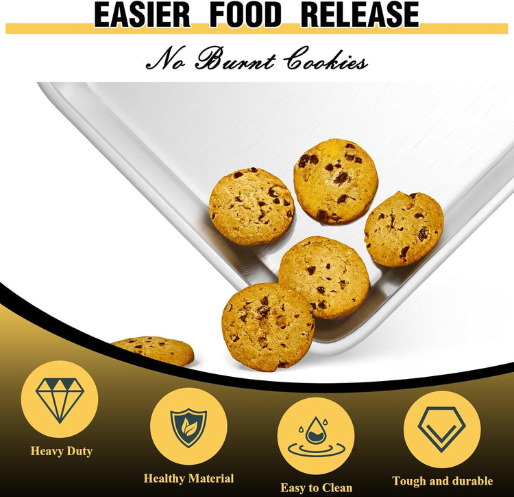 Baking Sheet Pan Set of 3, Commercial Quality Aluminum Cookie Sheets for Oven, Umite Chef Warp Resistant Baker's Half/Quarter/Jelly Roll Pans, Thick Cookie Tray Pans for Baking, Roasting
