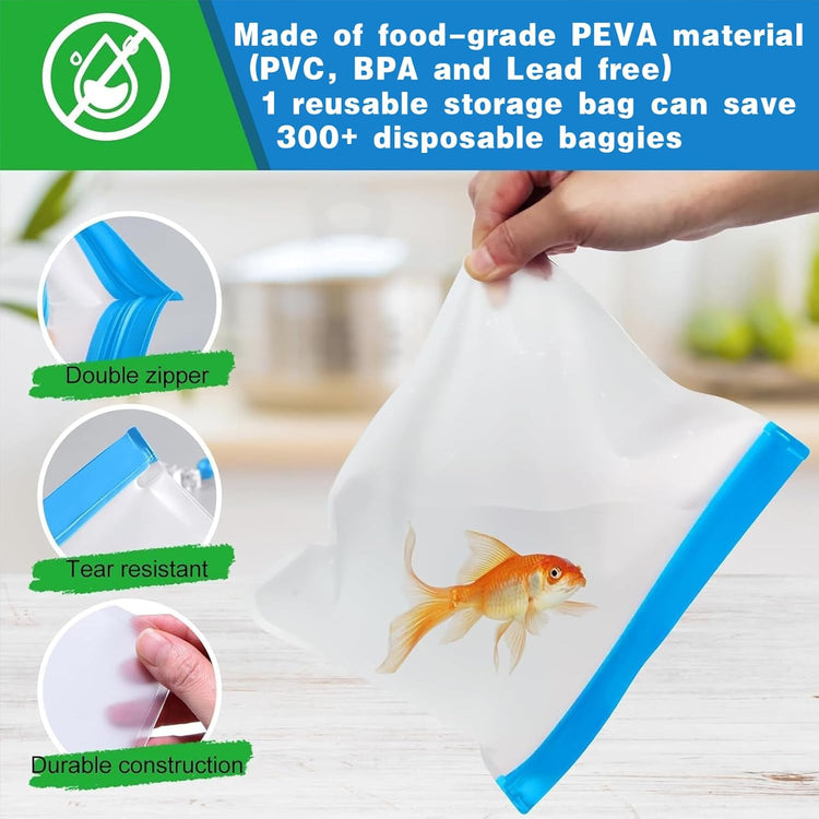Reusable Snack Bags Dishwasher Safe,10Pack Reusable Bags Silicone Extra Thick Leak-proof Reusable Freezer Bags for Candy, Snack, Cereal, Travel Items, Home Organization(Orange)