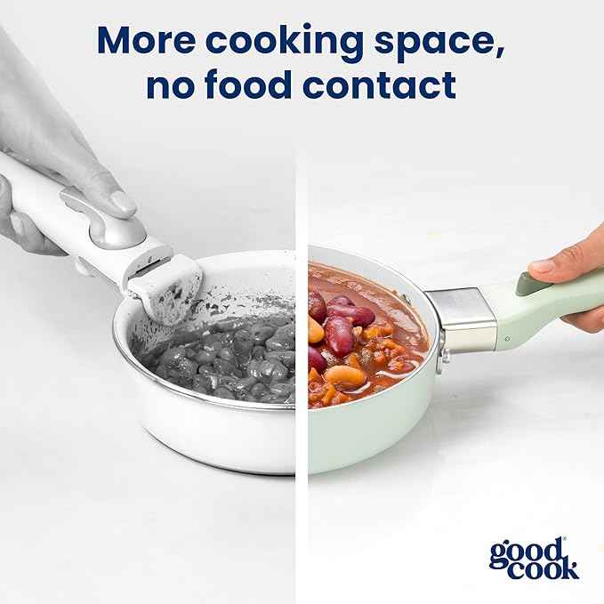 GoodCook Removable Handle – Replacement for Good Cook Removable Handle Ceramic Cookware Set, Detachable, Secure Click-On Heat-Resistant, Durable & Easy to Attach, 1-Piece, Sage Green