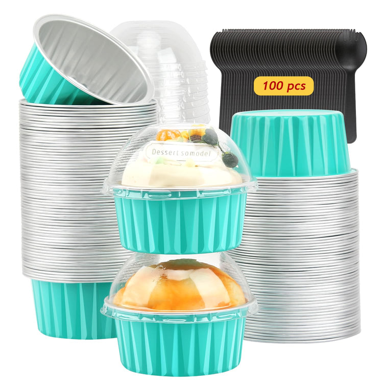 5oz Dot Cake Cups with Dome Lids 100 Pack (5 Fl Oz)