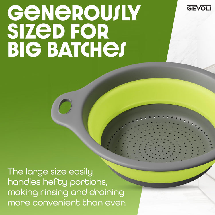 Large Collapsible Colander with Self Draining Base