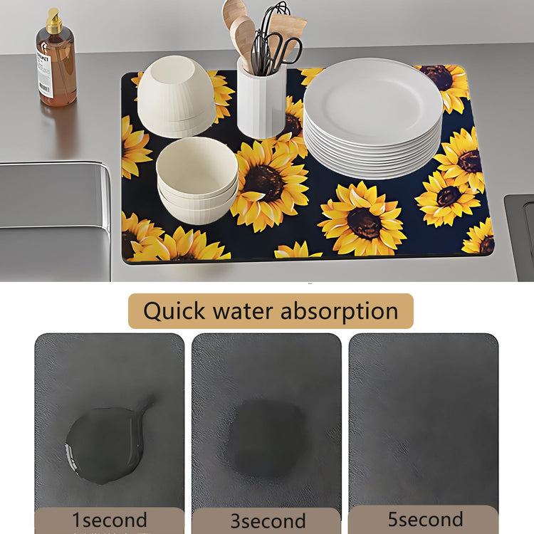 Sunflower Dish Drying Mat