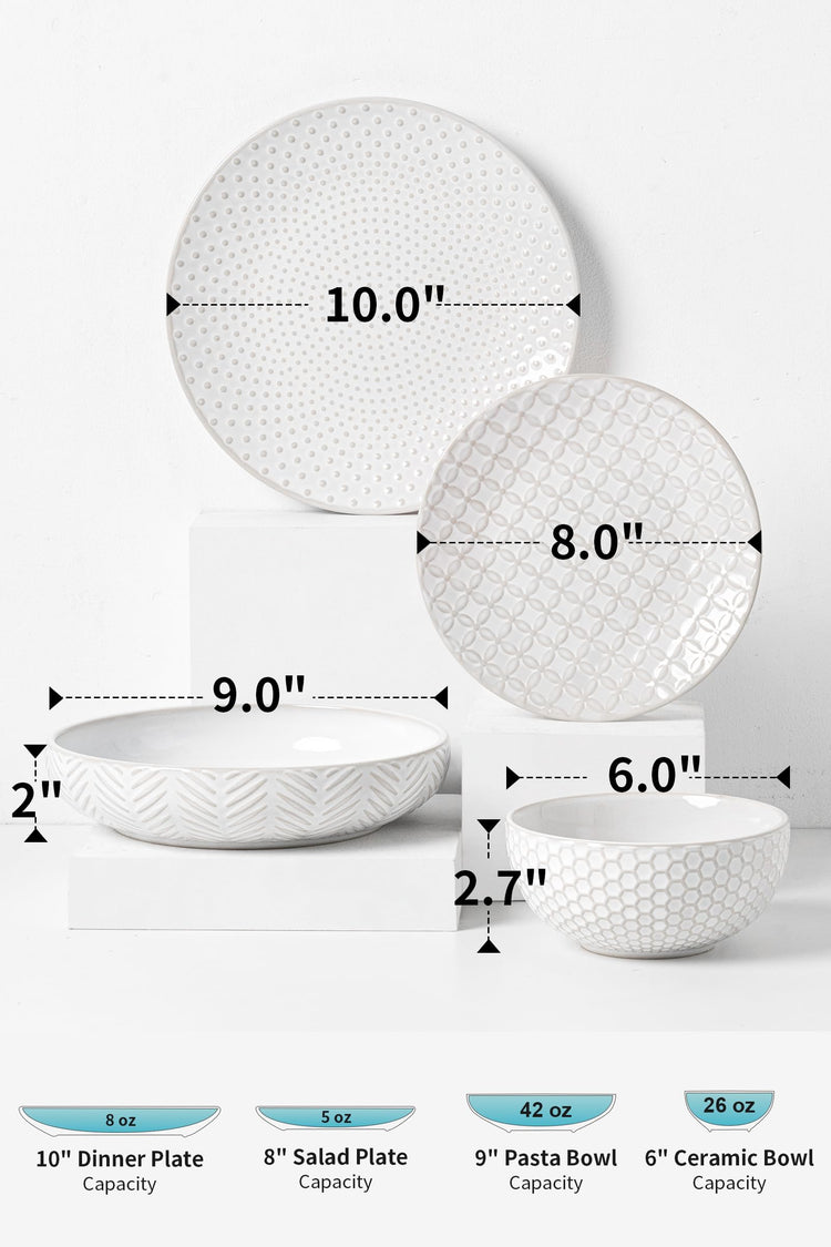 16 Piece Ceramic Plates and Bowls Set (16 Count)