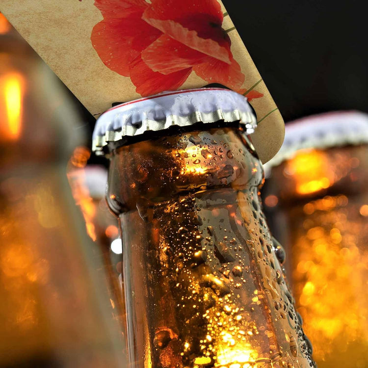 Red Poppies Flower Stainless Steel Bottle Opener Vintage Textures with Field Flower Rose Plant Nature Grass Flat Beer Bottle Opener Keychain for Home Kitchen Bar Restaurant Party Birthday Gift