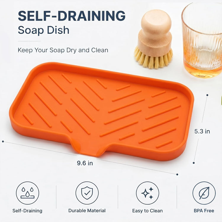 Silicone Soap Dish with Drain Spout