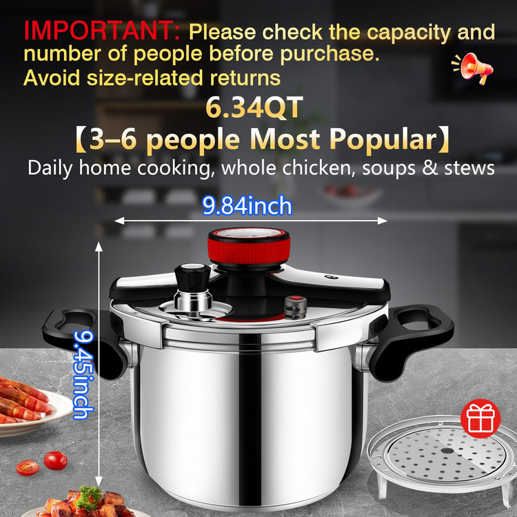 6 Quart Stainless Steel Pressure Cooker