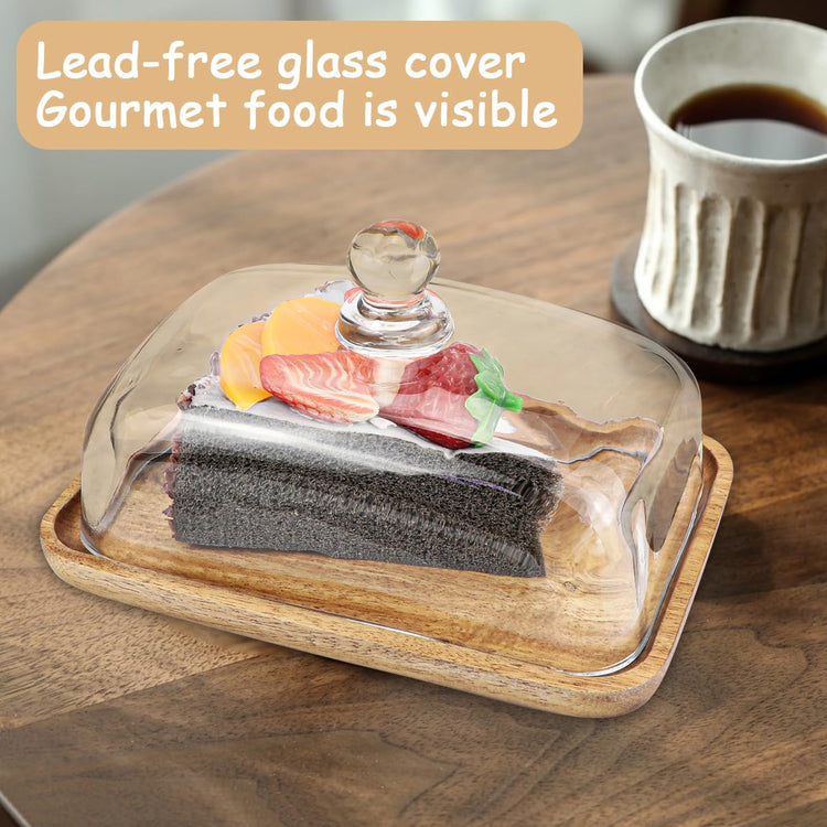 Glass Butter Dish with Lid Clear Glass Butter Keeper Container for Butter