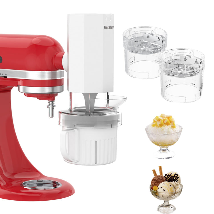 Shaved Ice Attachment and 1 Pack Ice Cream Maker Attachment Set Fit for KitchenAid Stand Mixer