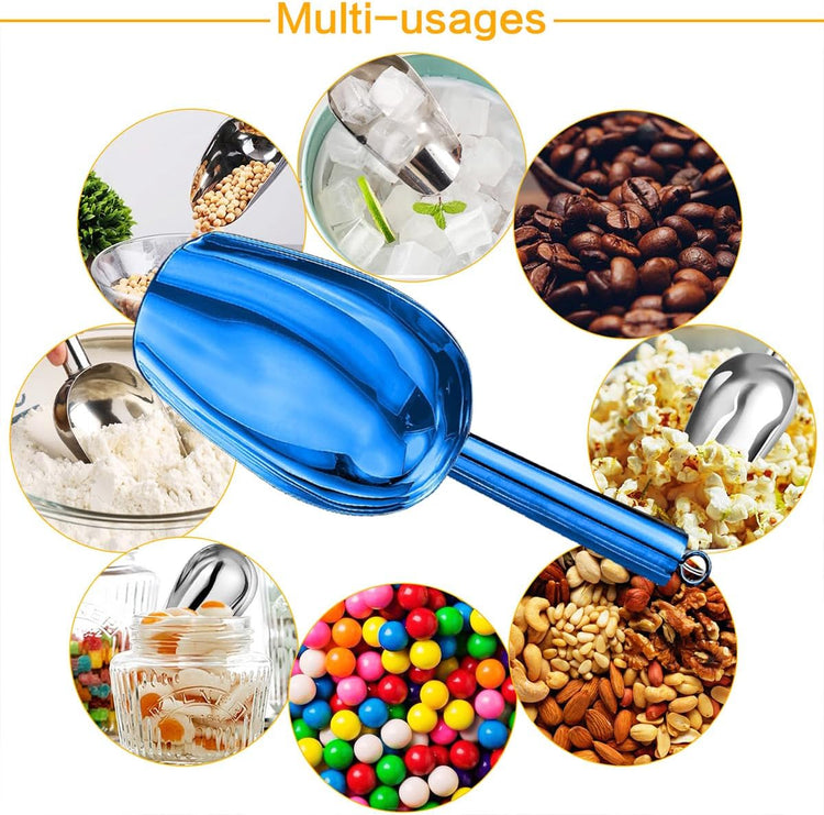 Metal Ice Scoop,Kitchen Ice Scooper for Ice Maker,Stainless Steel Small Ice Scooper for Freezer,Kitchen Gadgets Cookie Flour Pet Dog Food Scoop (Blue, 3oz)