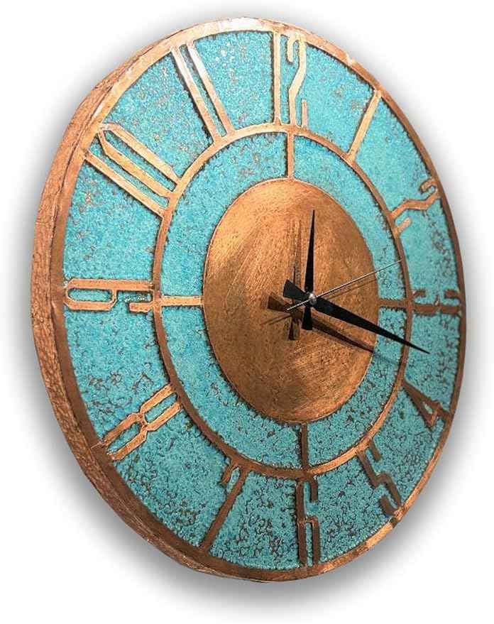 Handmade Copper Wall Clock Artisan Touch in Every Piece - Timeless Patina Wall Decor Copper Clock for Living Room, Office, Kitchen & Bedroom (20 Inch)