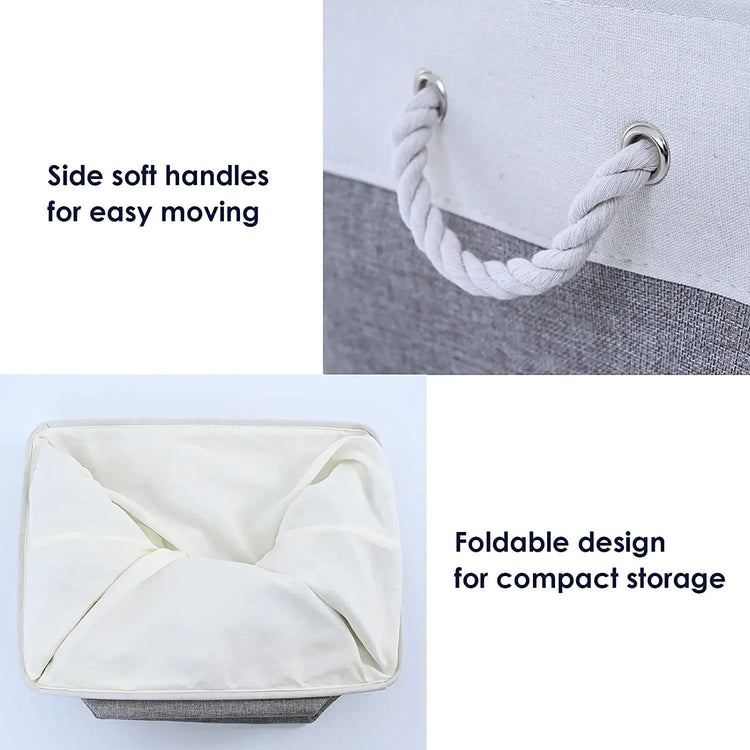 Storage Baskets 12x8x5 inch 10 Pack Fabric Baskets Foldable Storage Bins Decorative Baskets cloth storage baskets Storage Foldable Storage Bin with Rope (10 Count)