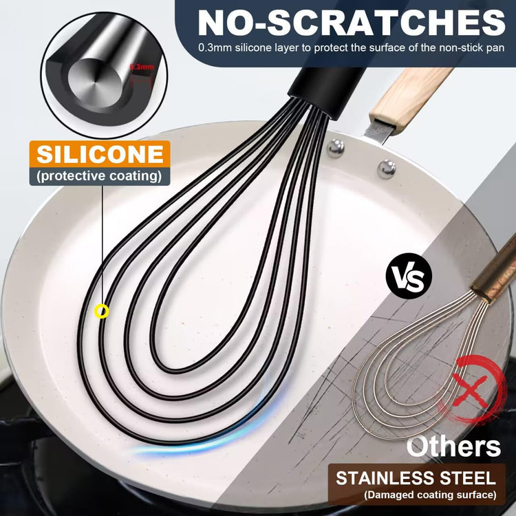 Flat Whisk EDDEAS Silicone Gravy Whisk for Cooking