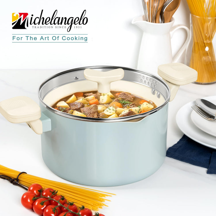 6 Qt Ceramic Nonstick Pasta Pot with Strainer Lid
