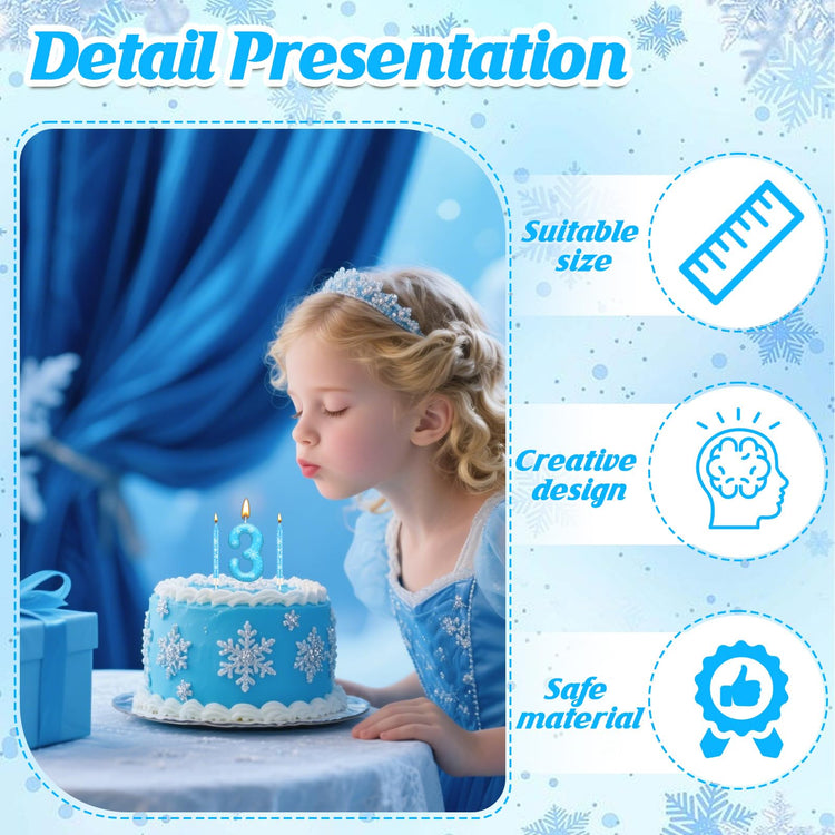 13PCS Snowflake Themed Birthday Candles Number 3 Set (13 Count)