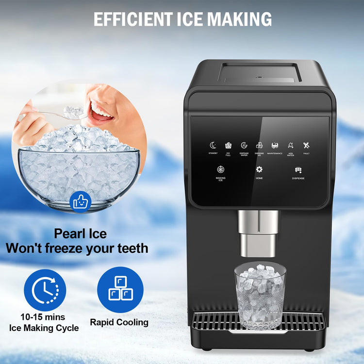 80 lbs Nugget Ice Maker with Water Dispenser Countertop Self