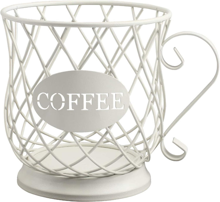 TreeLen Coffee Pod Capsule Storage Holder for 35 K Cups Capacity K Cup Holder K Cup Organizer for Counter Coffee Bar and Coffee Table - White