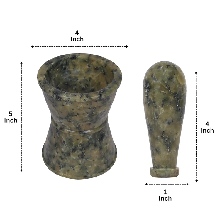 Mortar and Pestle, Made of Heavy Duty Polished Hard Stone, Natural Stone Grinder for Spices, Pastes, Herbs, Seasoning etc. (Drum Shape)