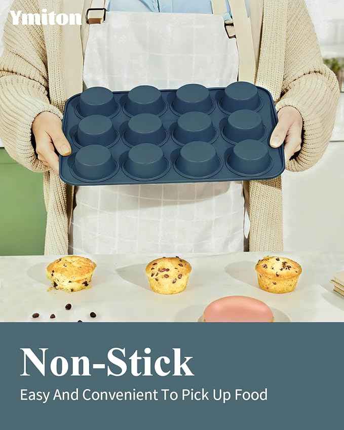 Ceramic Nonstick Baking Pans Set, Non Toxic 33 PCS Stackable Bakeware Sets, 550°F Oven Safe Baking Sheet & Pans, Warp-Free, Dishwasher Safe, PTFE/PFOA/PFOS-Free (Blue)