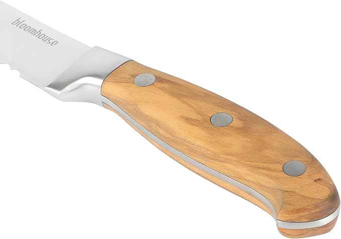 Bloomhouse - Two Time Oprah's Favorite Things Winner - 8-Inch Bread Knife – German Stainless Steel Serrated Blade with Forged Italian Olive Wood Handle, Full Tang Knife for Artisan Bread & Baking