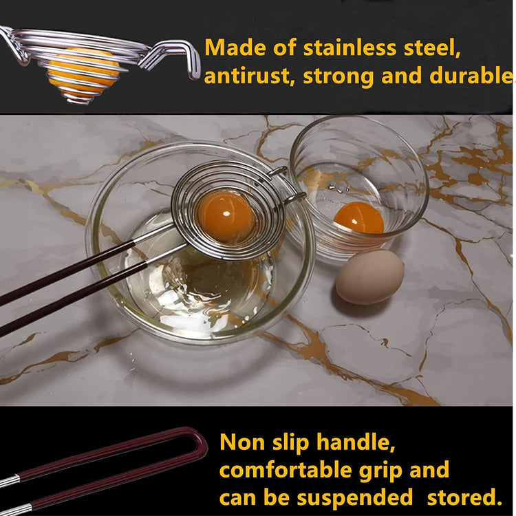 Egg Separator Egg Yolk White Separator Separation Tool Duck Eggs Separators Stainless Steel Egg Yolk Filter Long Handled Separator Divider Egg White Seperater For Cooking Baking And Stirring (Red)