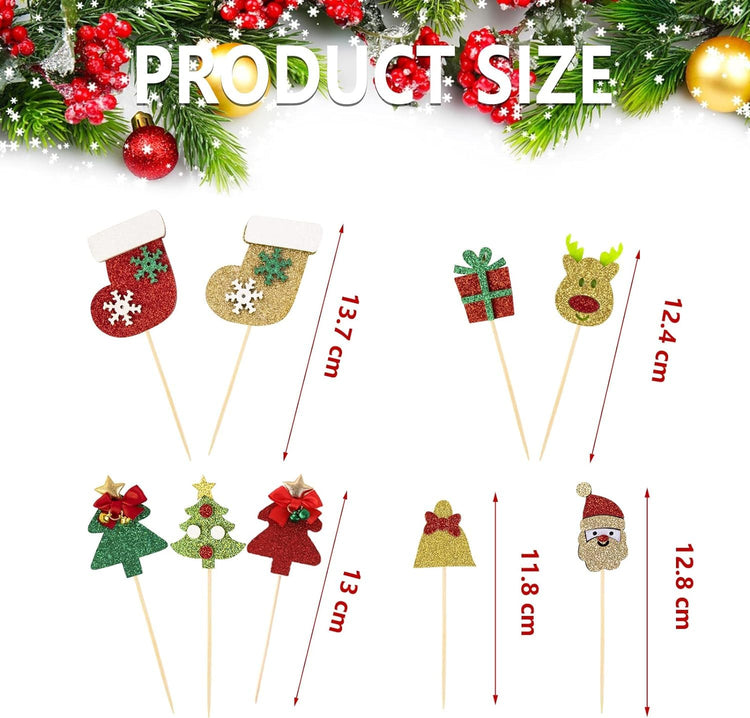 18Pcs Christmas Cake Toppers (8 Count)