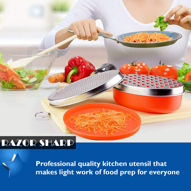 Cheese Grater Citrus Lemon Zester with Food Storage Container & Lid